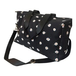 Alice + Olivia Black Canvas Daisy Women's Duffle Weekender Bag by Stacey Bendet